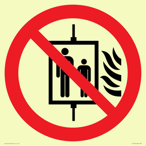 P020 Prohibition: Do not use lift in the event of fire